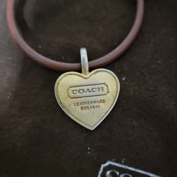 Coach Leather And Gold Heart Charm on Brown Bracelet - Picture 3 of 4